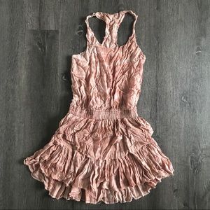 LoveShackFancy Pink Silk Tie Dye Sleeveless Dress